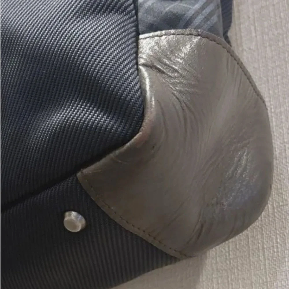Burberry Black Label leather and nylon-Dark Gray/Navy Blue checkered Bag-unisex